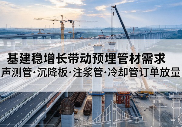 甘洛基建稳增长带动预埋监测管材需求，声测管、沉降板、注浆管订单持续放量